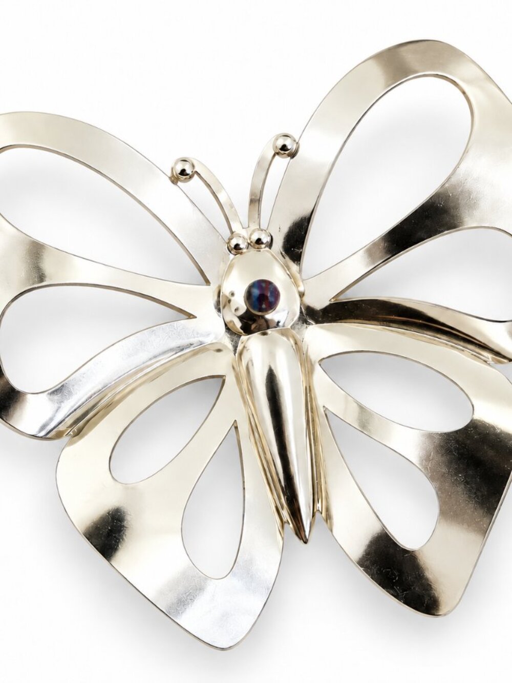 Vintage Western Germany Jumbo Silver Tone Butterfly Brooch Pin